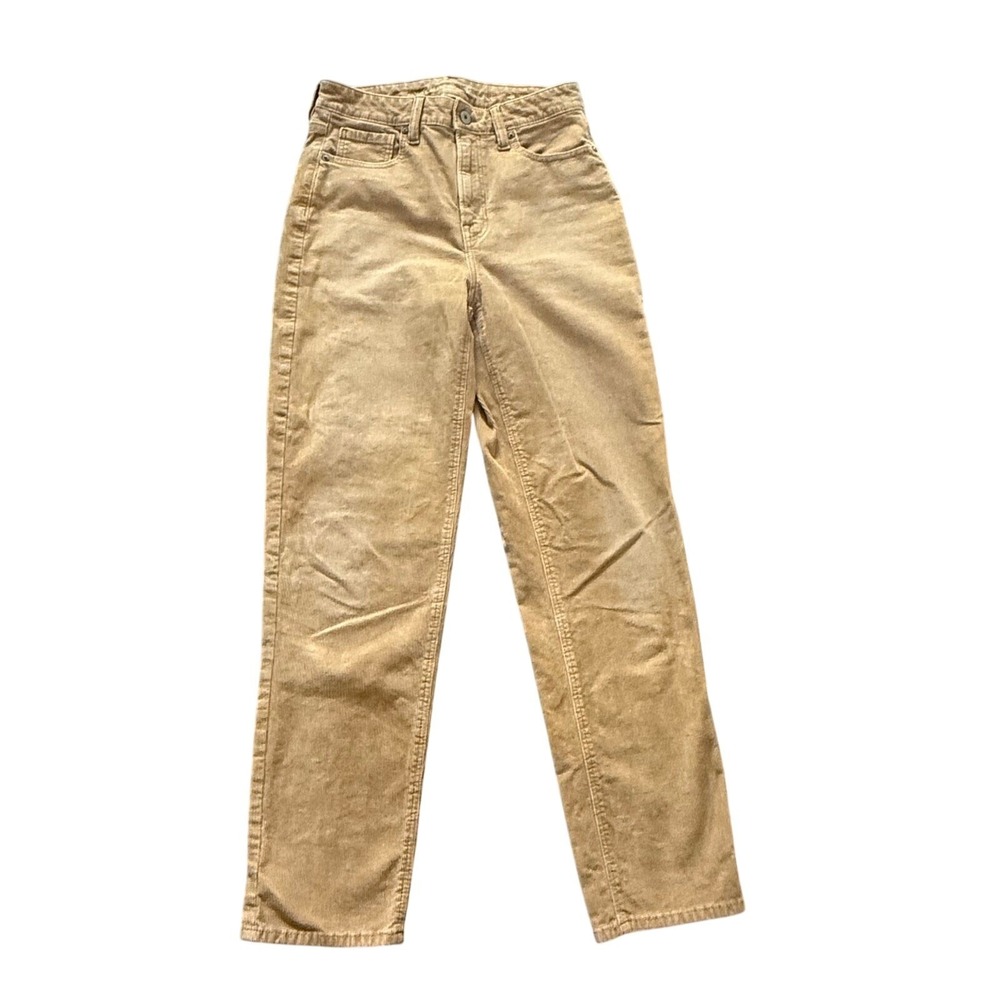 American Eagle Womens Tan Cords Corduroy Pants Mom Straight Jeans 2 Regular